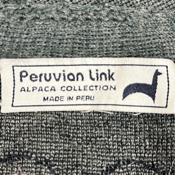 Peruvian Link Green Sweater Metal Clasps Embroidered Floral Alpaca Blend SZ M - Picture 12 of 16